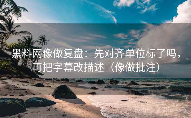 黑料网像做复盘:先对齐单位标了吗,再把字幕改描述(像做批注)